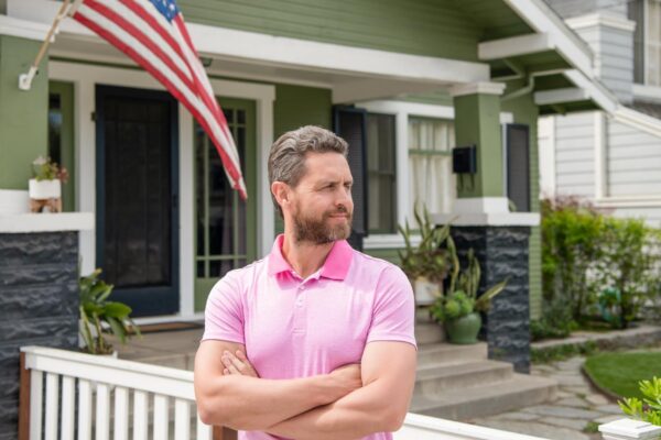 Realtor welcoming visitors rent or buy new home home insure property insurance promotion successful broker make offer mortgage insurer american sales manager real estate agent at house for sale