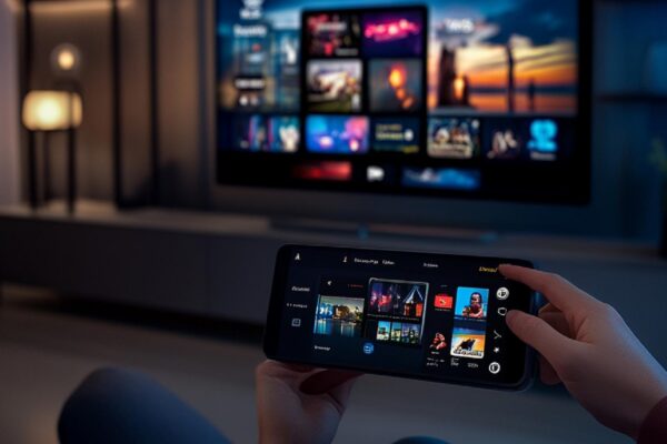 A visual of a user navigating a streaming services app on a smart TV or device