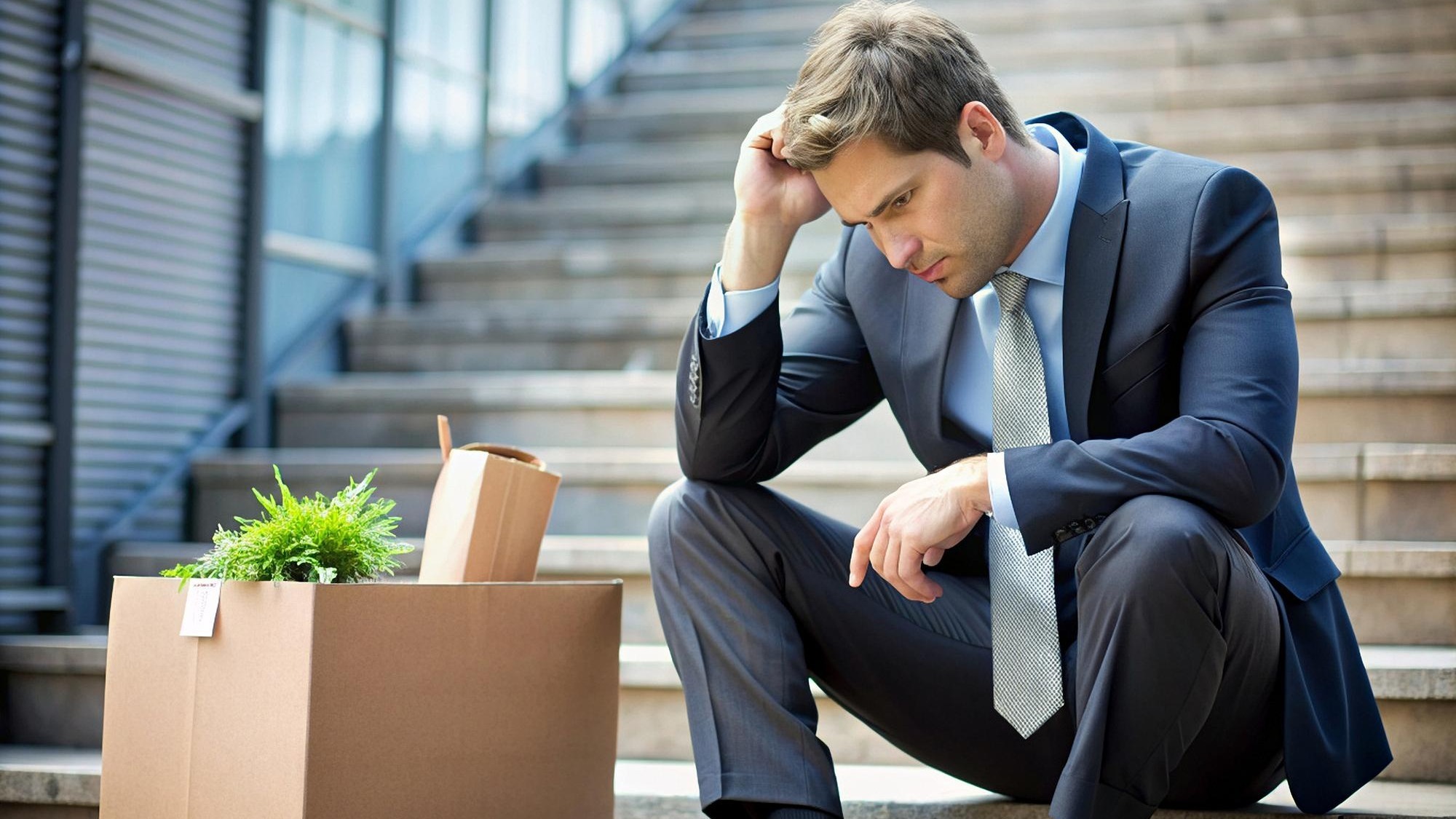 An unemployed person is very upset and looking for job