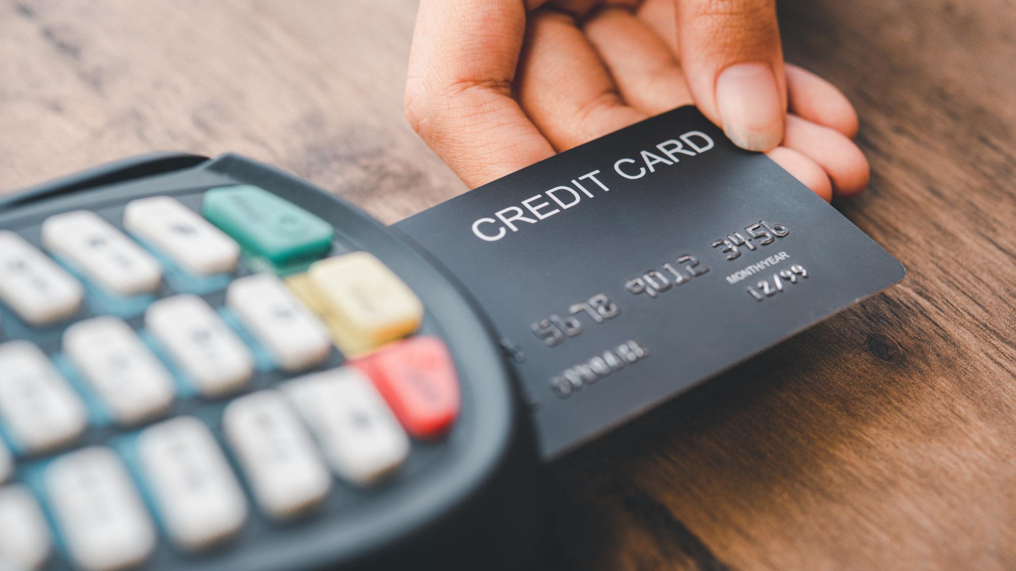 Paying by credit card , buying and selling products using a credit card swipe machine