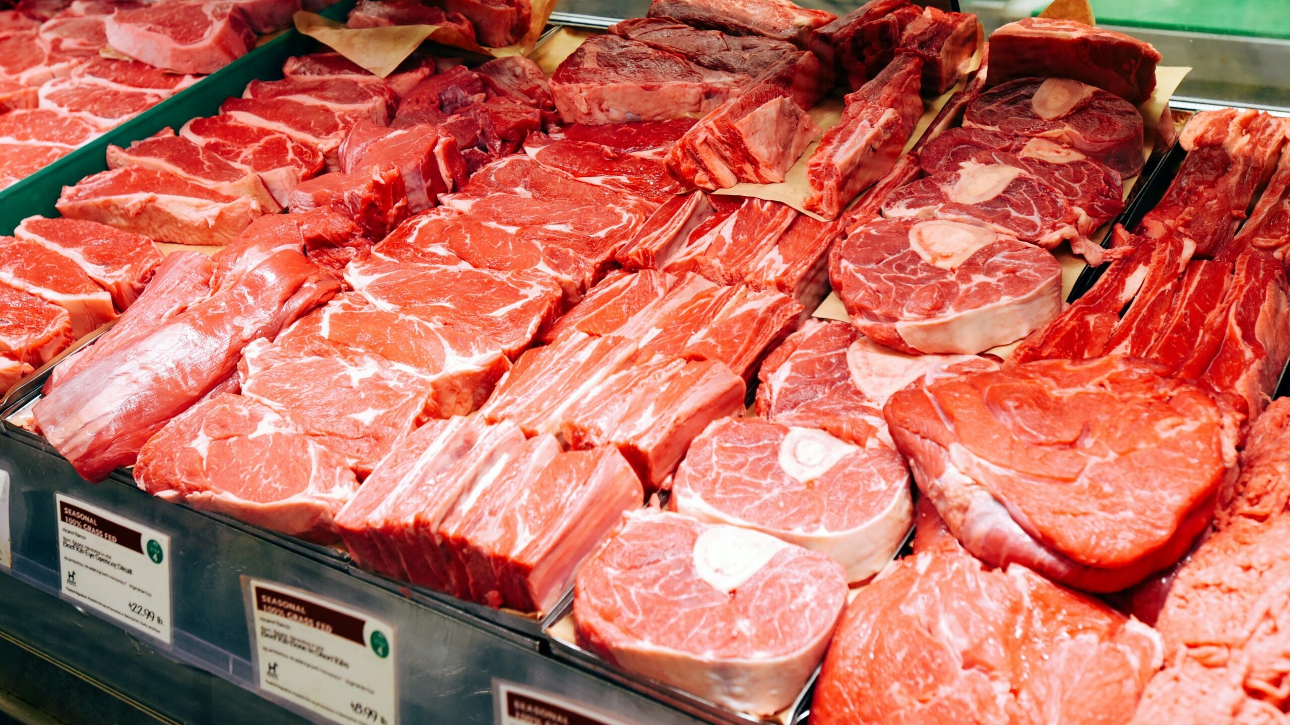 raw meat on display counter