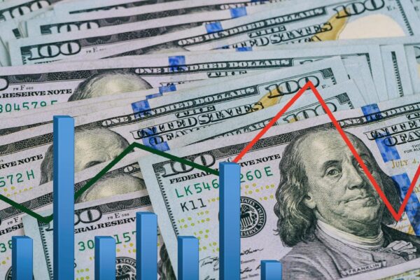 Close-up of money with graph
