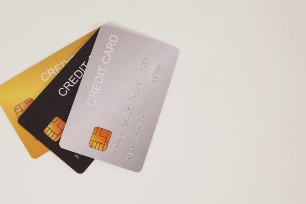 Three credit cards on white backgroundx9