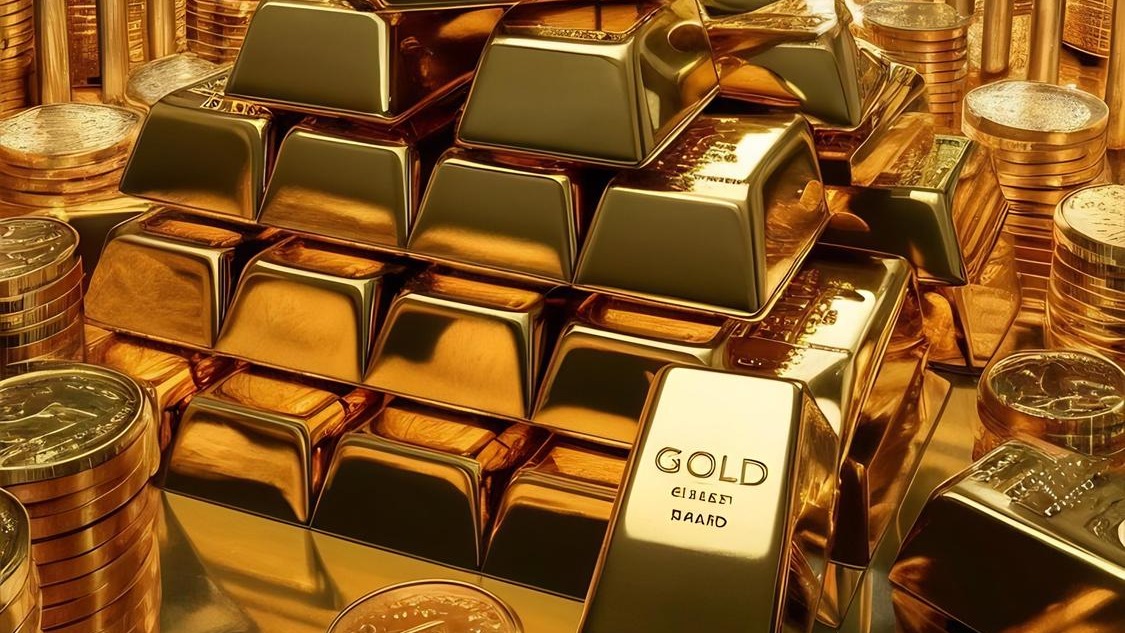 Bank vault with gold stacks