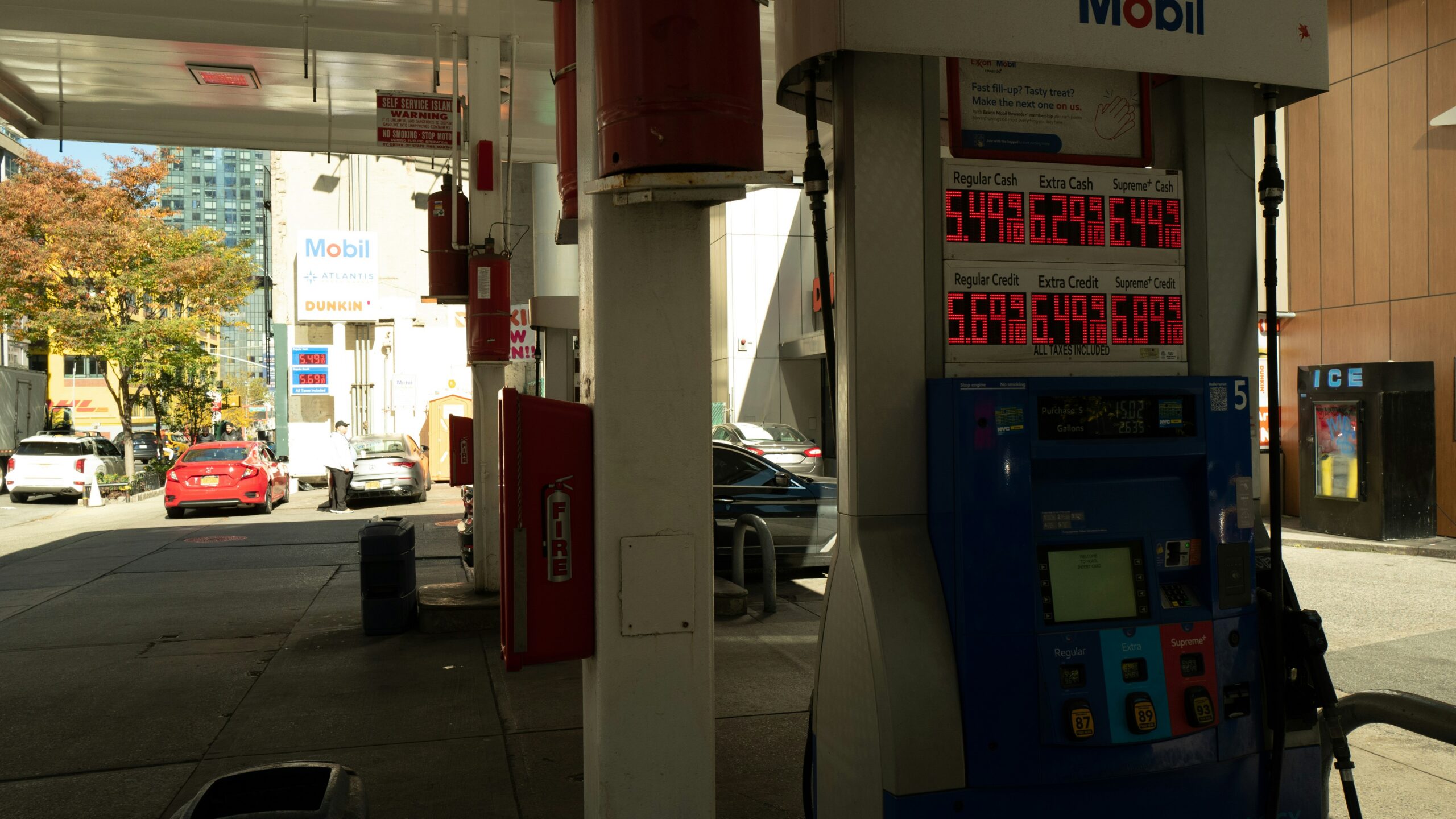 a gas station with a gas pump