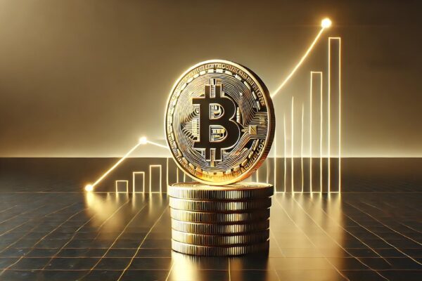 Crypto Bull Market Bitcoin Price Spike Depicted with Stacked Coins and Rising Line Graph