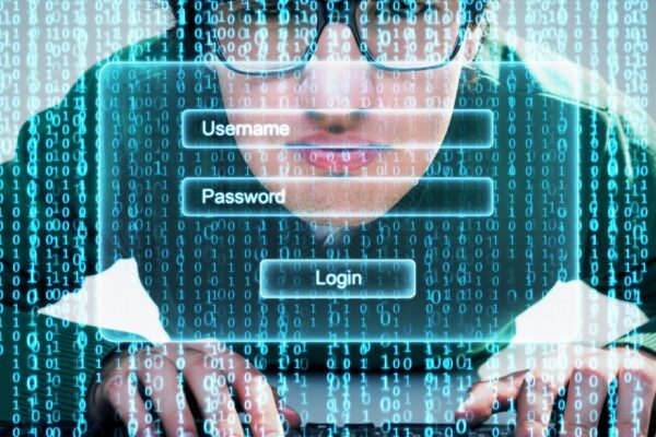 Close up of nerdy guy trying to log in