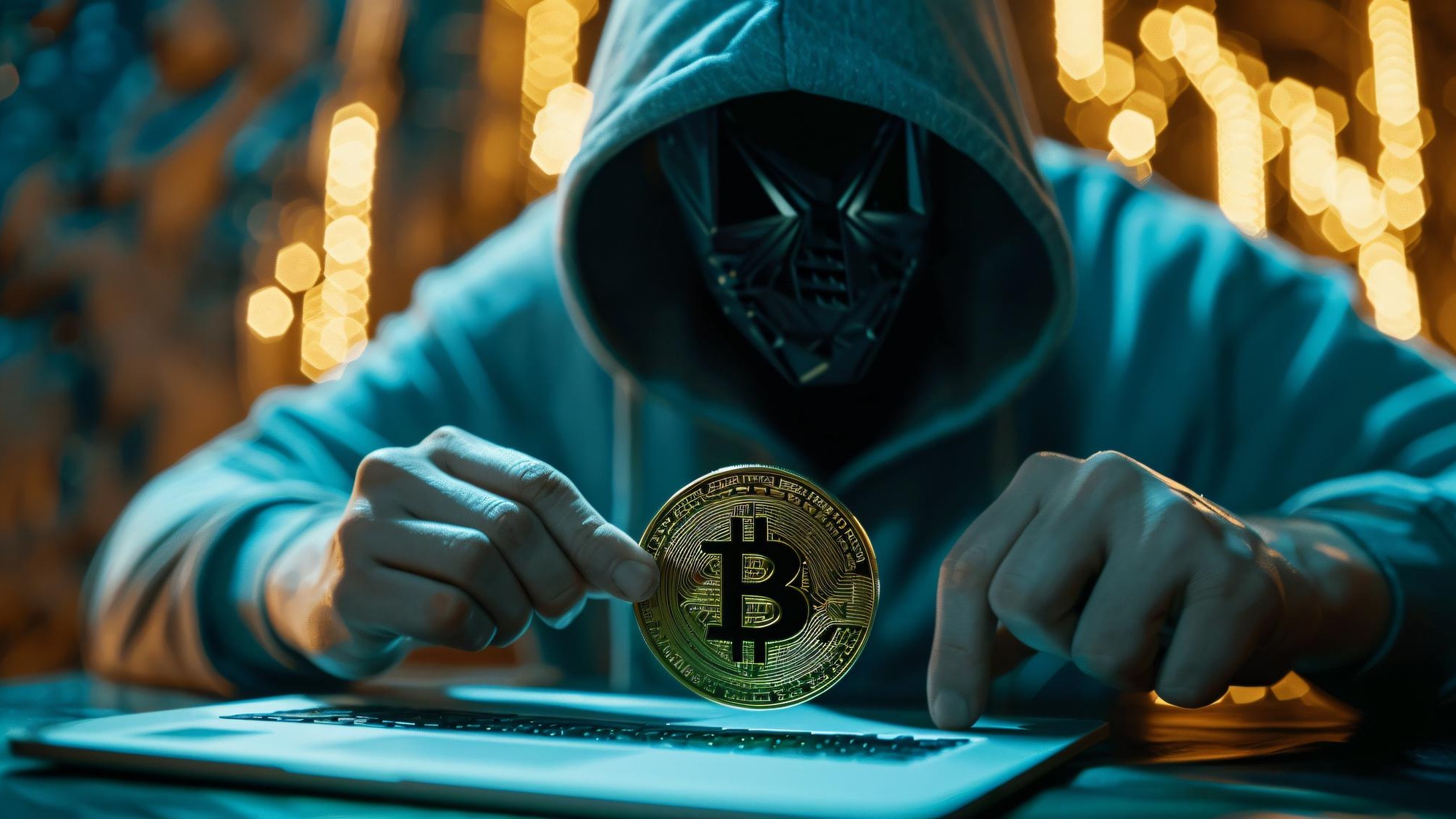 a person writing on a coin with a coin in front of him