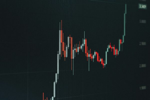Stock market chart showing upward trend.