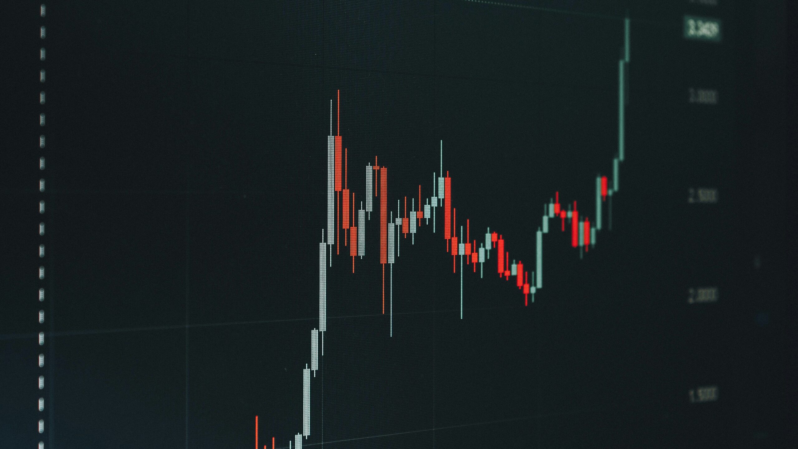 Stock market chart showing upward trend.