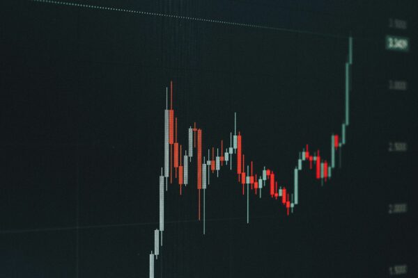 Stock market chart showing upward trend.