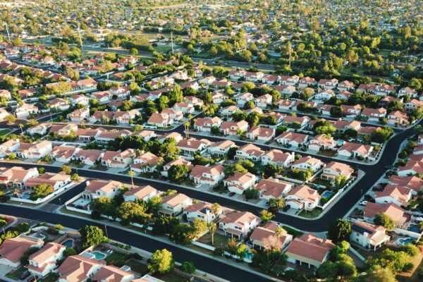 aerial view of house village