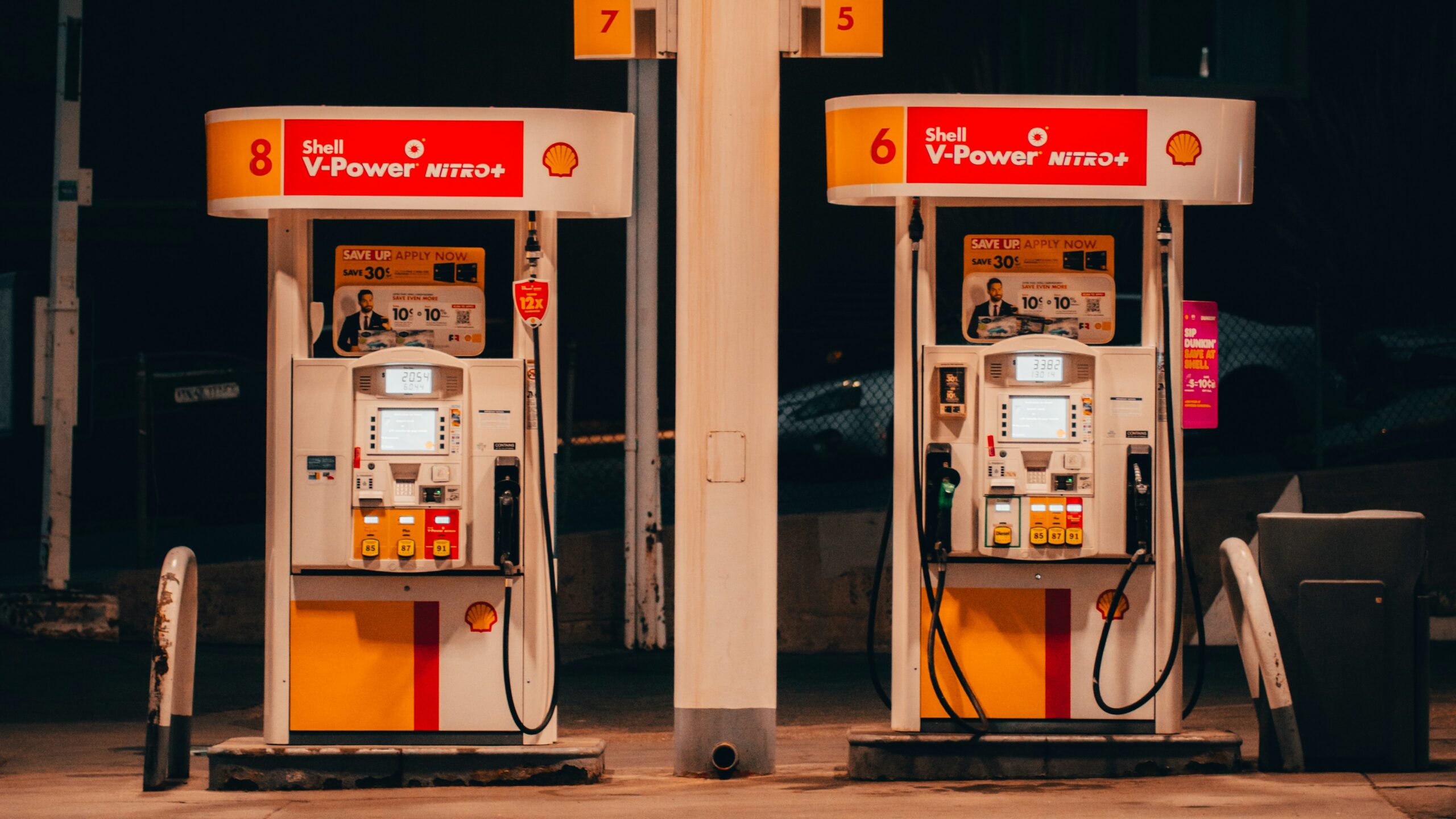 white and red gas pump