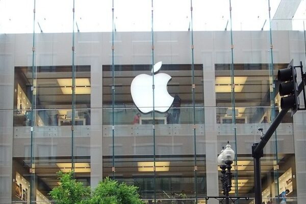 Photo of the front of the Apple Store in Boylston Street in Boston, Massachusetts.