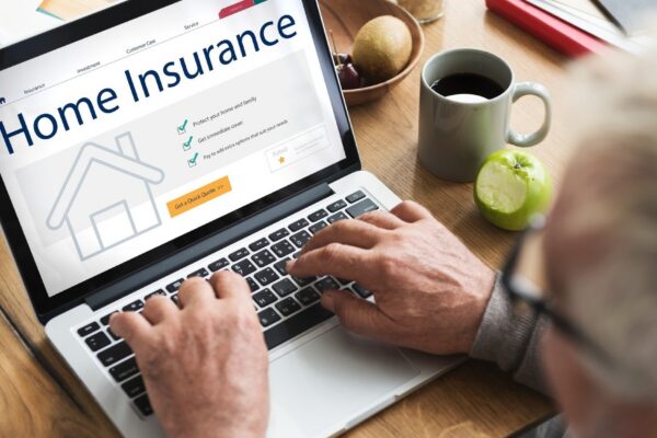 Home insurance concept on laptop