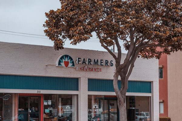 A Farmers Insurance company office along Main Street in Santa Maria, California.