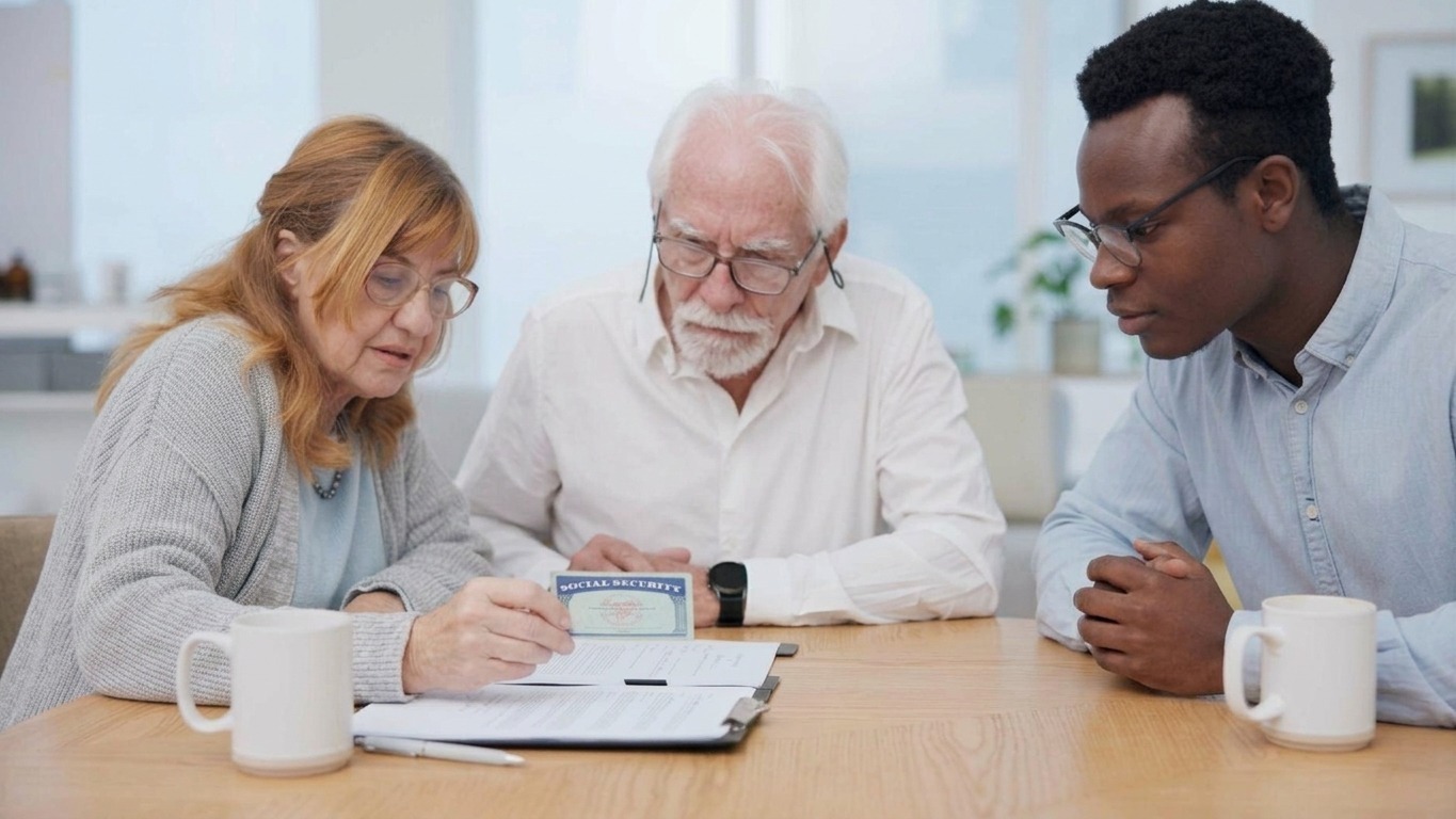 Senior couple insurance and contract with financial advisor and retirement plan to sign Document pension and business analyst with information and paperwork in office for signature of will