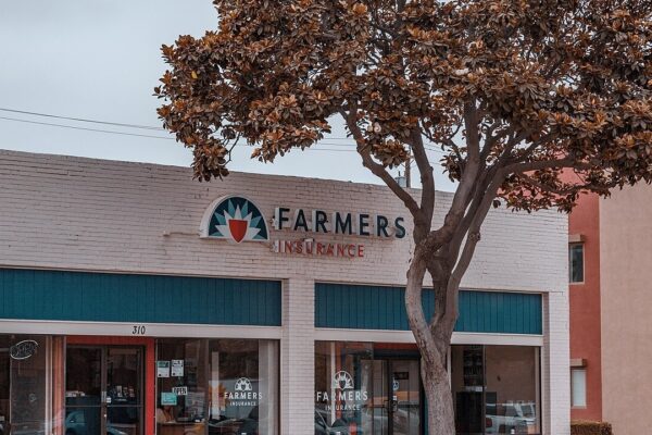A Farmers Insurance company office along Main Street in Santa Maria, California.