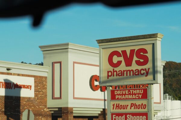 A cv's pharmacy sign in front of a store