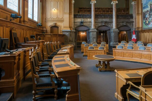 brown wooden chairs inside building