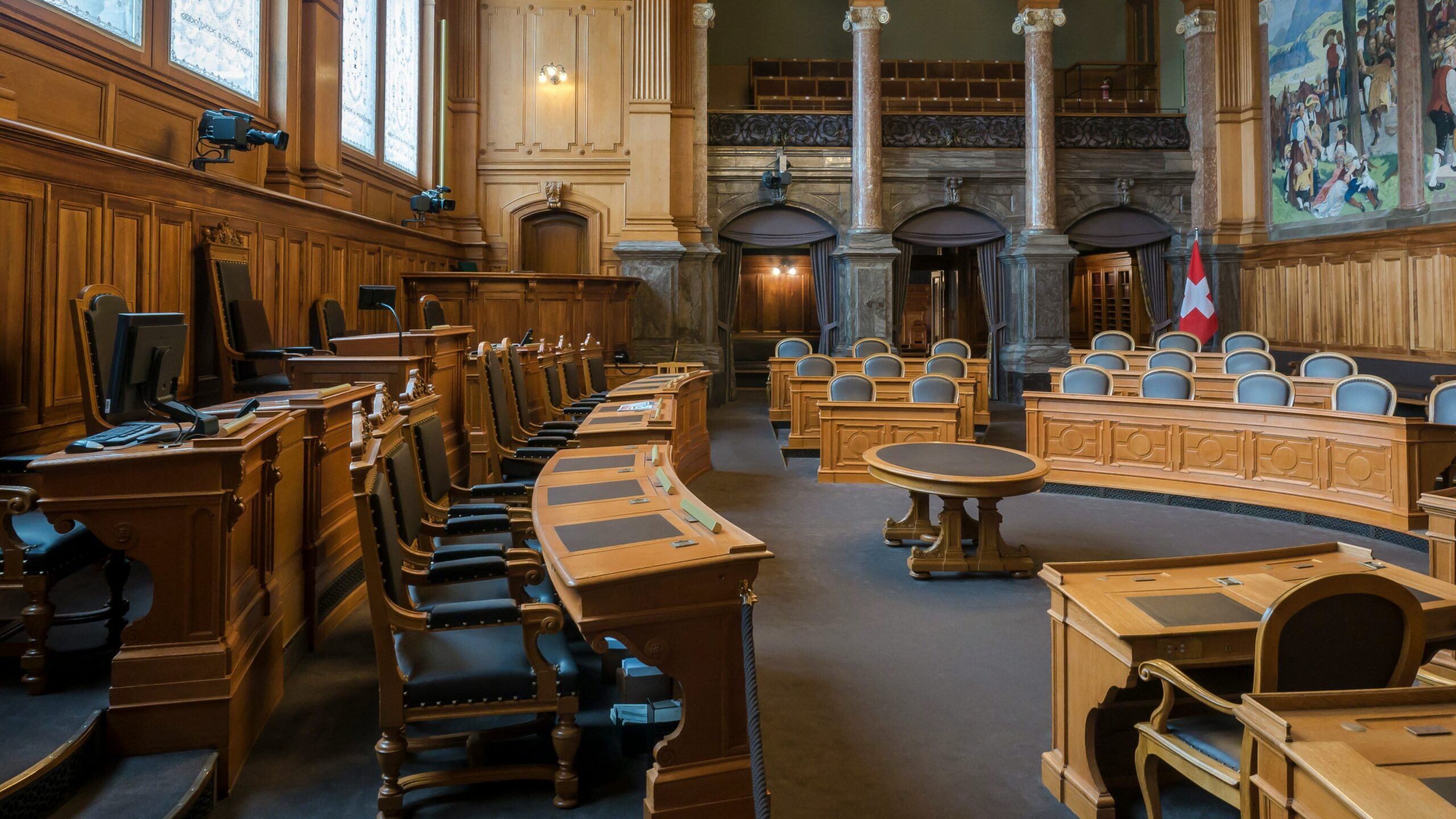 brown wooden chairs inside building