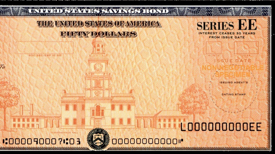 $50 Series EE US Savings Bond, in the design used from the mid-1980s until Series EE bonds ceased to be issued as paper certificates in 2012