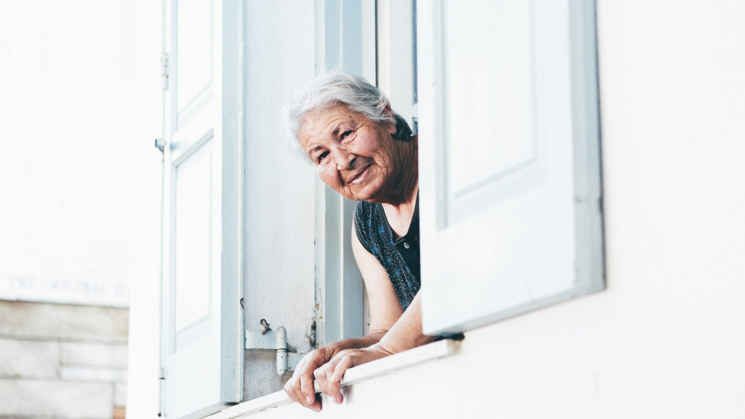 woman peeping at window