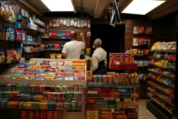 Inside a convenience store with snacks and drinks