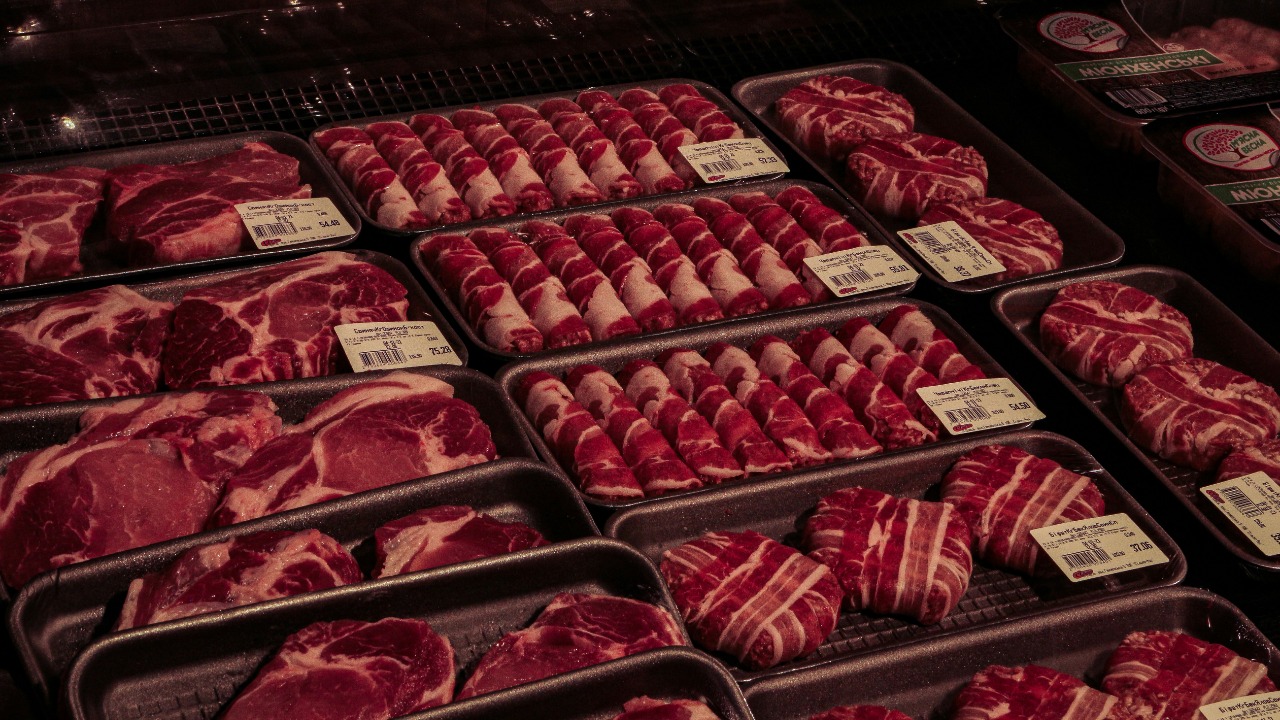 raw meat in clear plastic pack